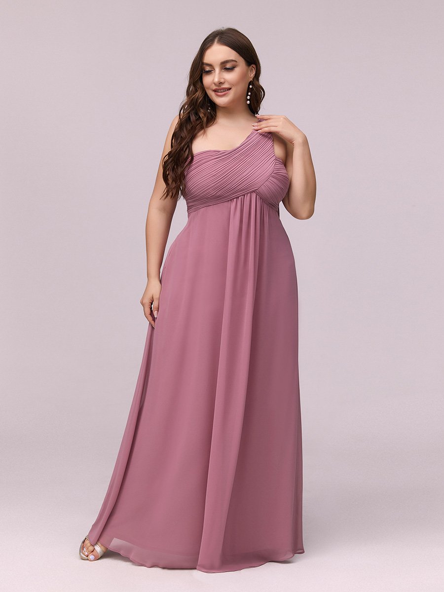 Color=Orchid | One Shoulder Chiffon Ruffles Plus Size Long Evening Dresses-Orchid 3
