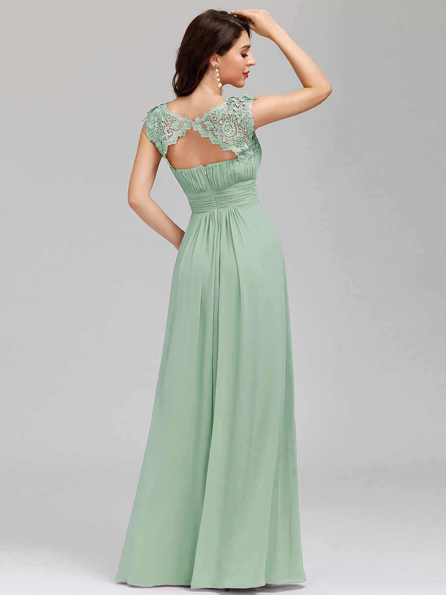 Color=Mint Green | lacey-neckline-open-back-ruched-bust-wholesale-evening-dresses-ep09993-2-Mint Green 2