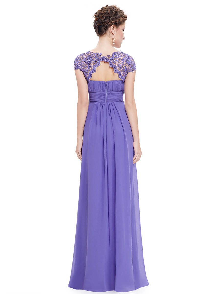 Color=Periwinkle | lacey-neckline-open-back-ruched-bust-wholesale-evening-dresses-ep09993-2-Periwinkle 2