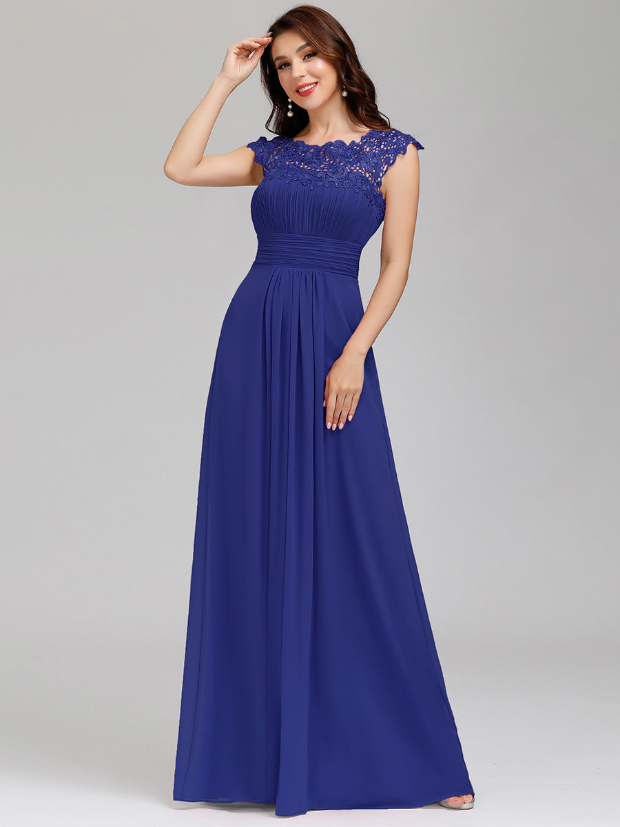 Color=Sapphire Blue | lacey-neckline-open-back-ruched-bust-wholesale-evening-dresses-ep09993-2-Sapphire Blue 3