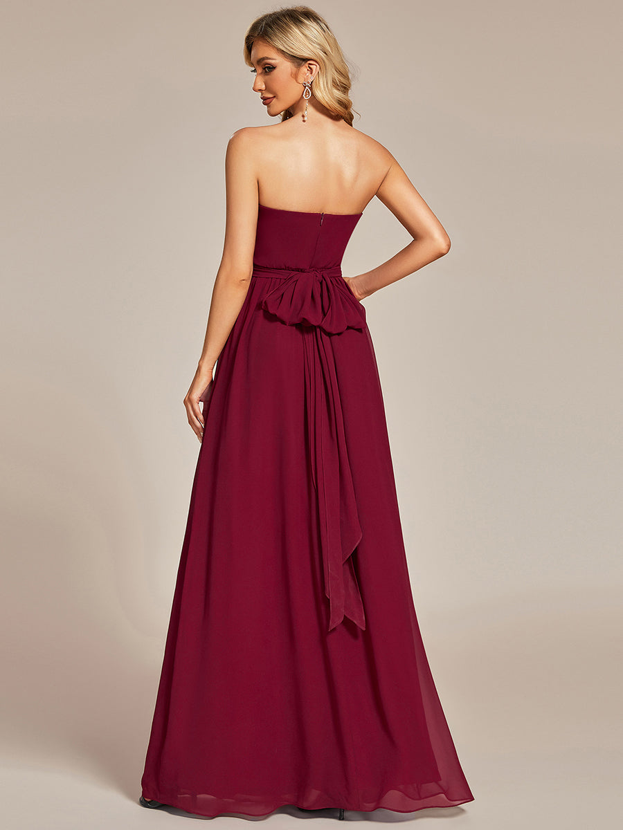 Color=Burgundy | A-Line Chiffon Floor Length Wholesale Bridesmaid Dresses-Burgundy 5