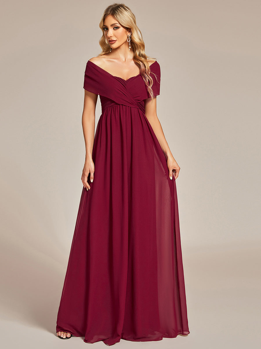 Color=Burgundy | A-Line Chiffon Floor Length Wholesale Bridesmaid Dresses-Burgundy 5