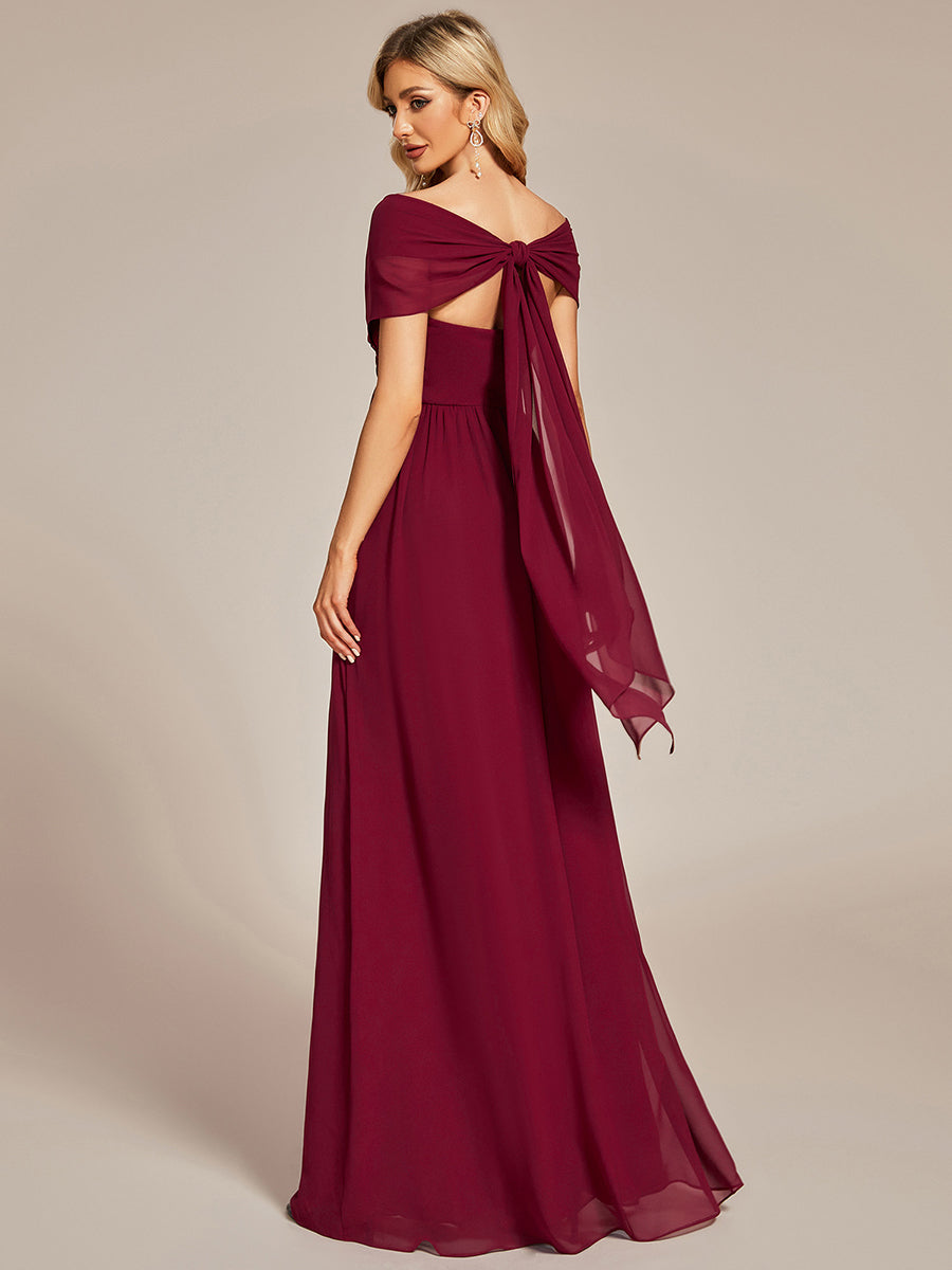 Color=Burgundy | A-Line Chiffon Floor Length Wholesale Bridesmaid Dresses-Burgundy 5
