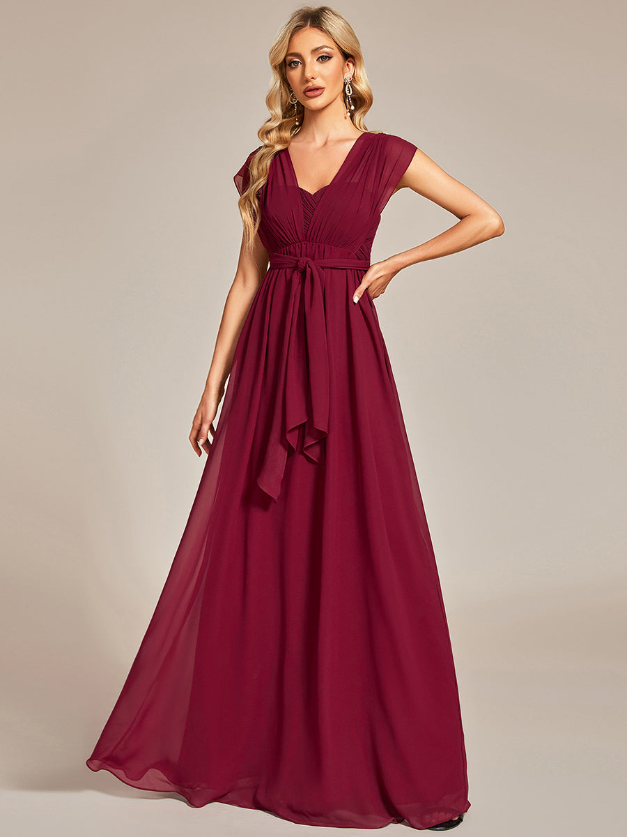 Color=Burgundy | A-Line Chiffon Floor Length Wholesale Bridesmaid Dresses-Burgundy 5
