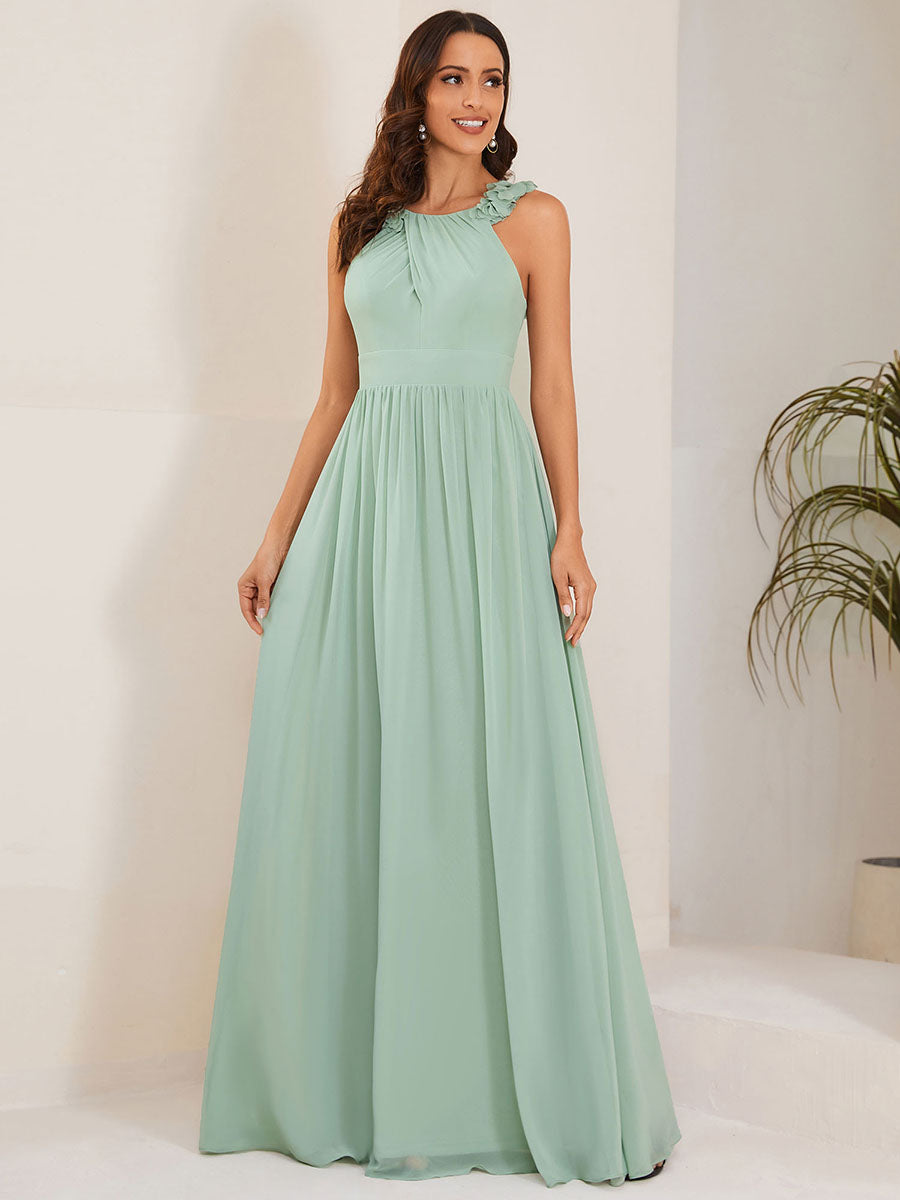 Cold Shoulder Wholesale Chiffon Bridesmaid Dress With Appliques Cold Shoulder Wholesale Chiffon Bridesmaid Dress With Appliques