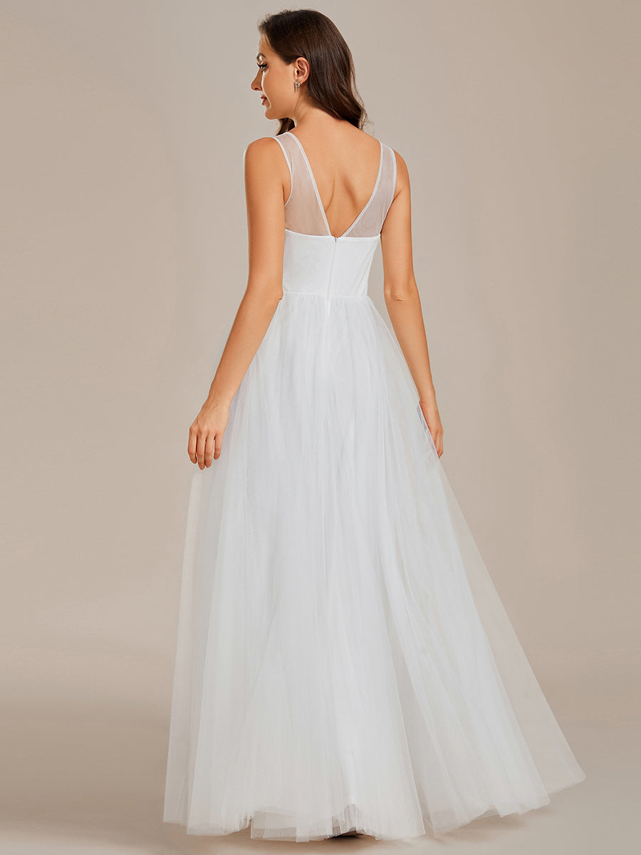 Elegant Appliques Mesh Wholesale Bridesmaid Dresses#Color_White