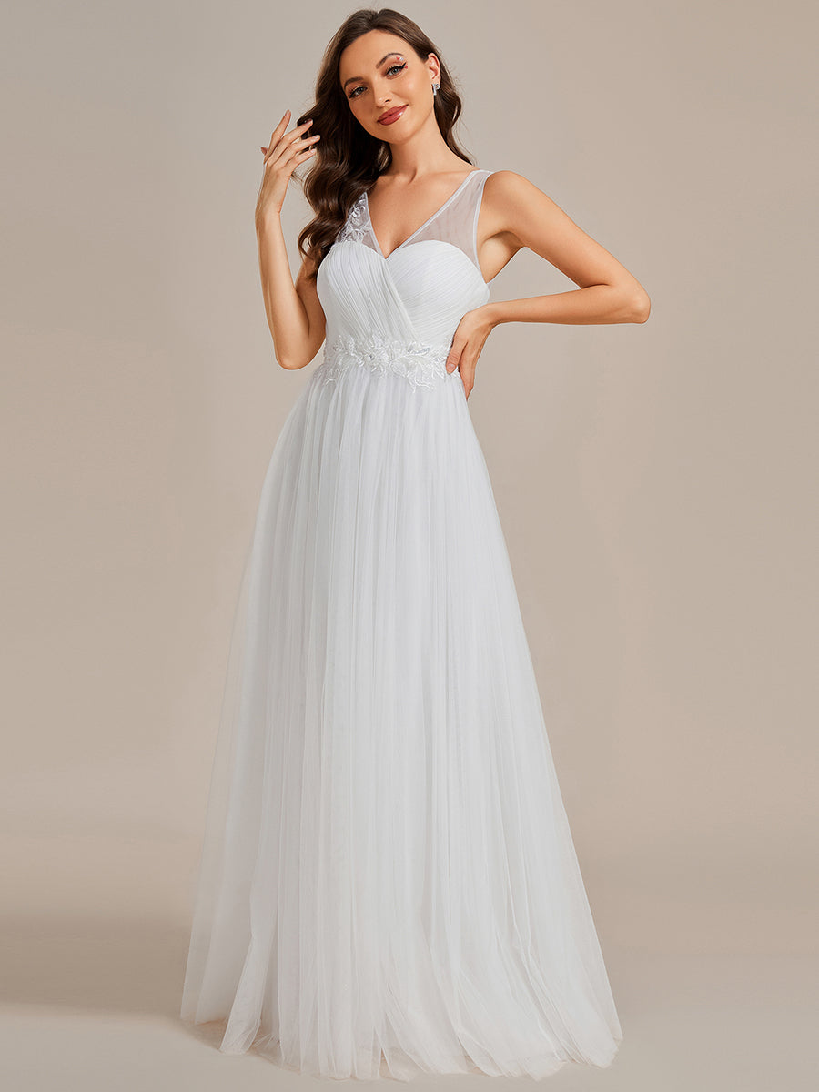 Elegant Appliques Mesh Wholesale Bridesmaid Dresses#Color_White