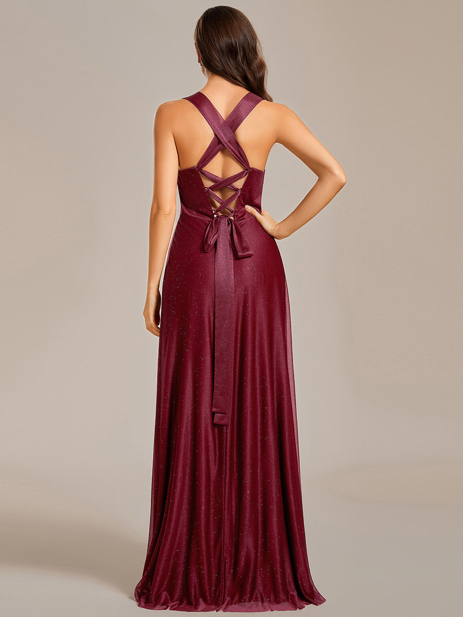 Sparkly Pleated Twist Wholesale Bridesmaid Dresses#Color_Burgundy