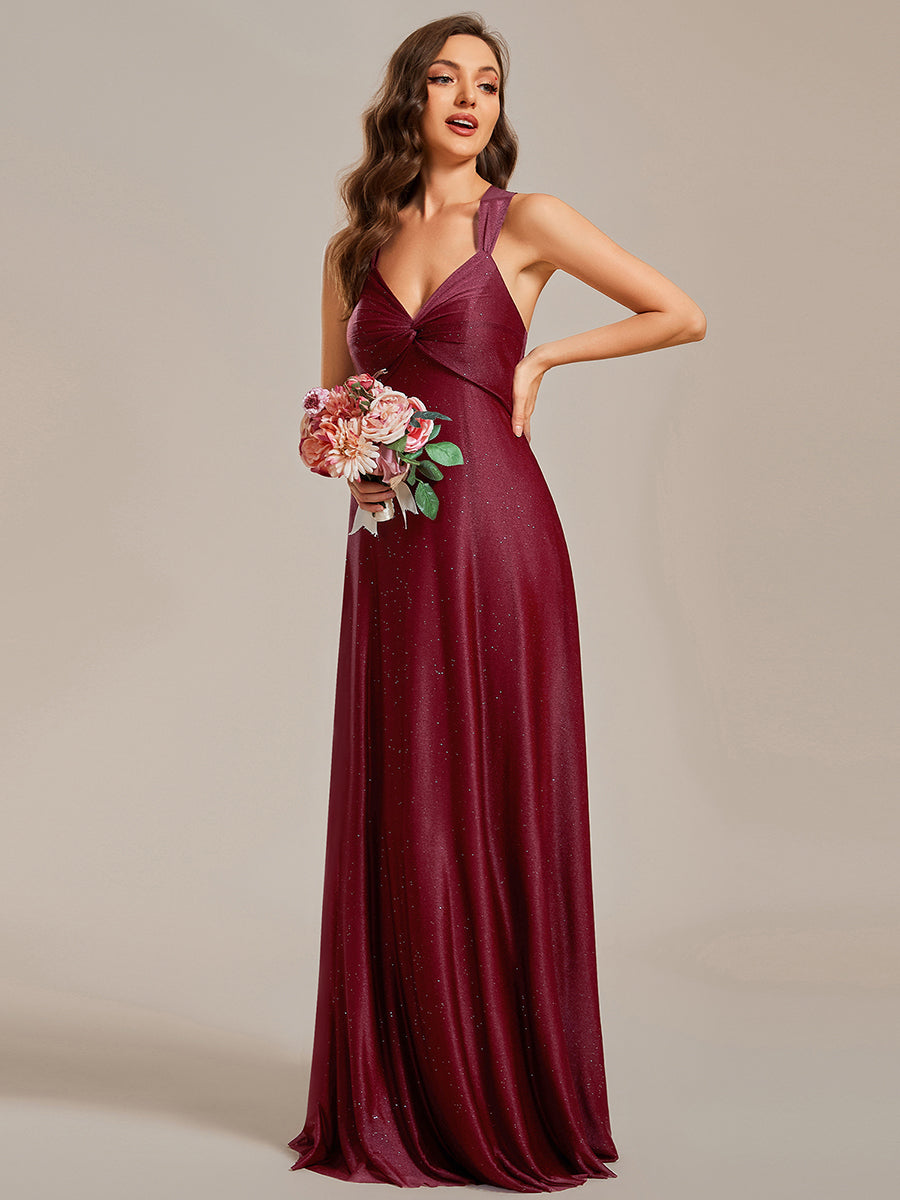 Sparkly Pleated Twist Wholesale Bridesmaid Dresses#Color_Burgundy
