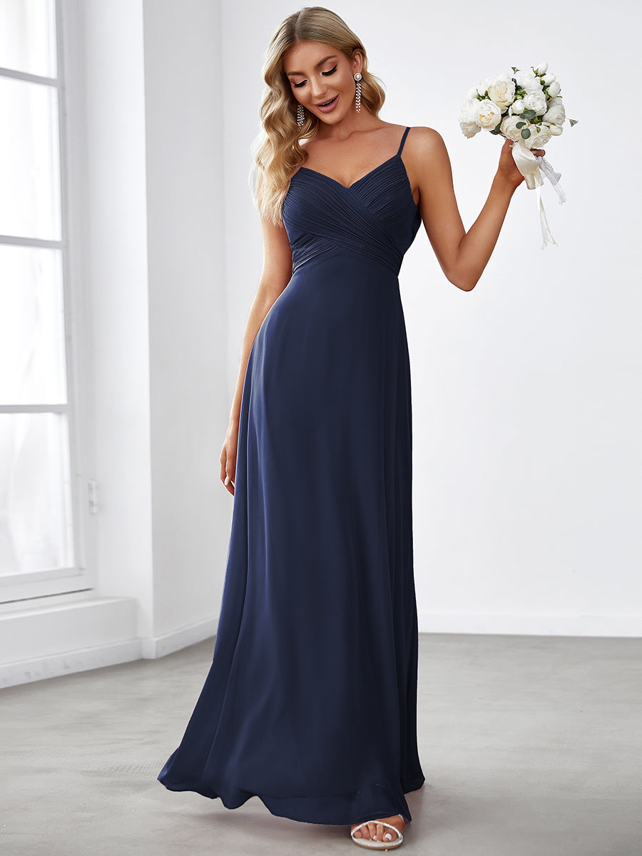 Color=Navy Blue | Sleeveless Wholesale Evening Dresses with an A Line Silhouette-Navy Blue 3