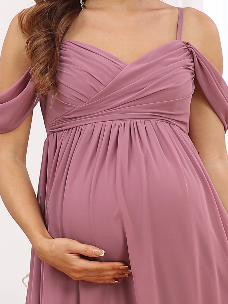 Color=Orchid | Adorable A Line Off Shoulder Wholesale Maternity Dresses-Orchid 5