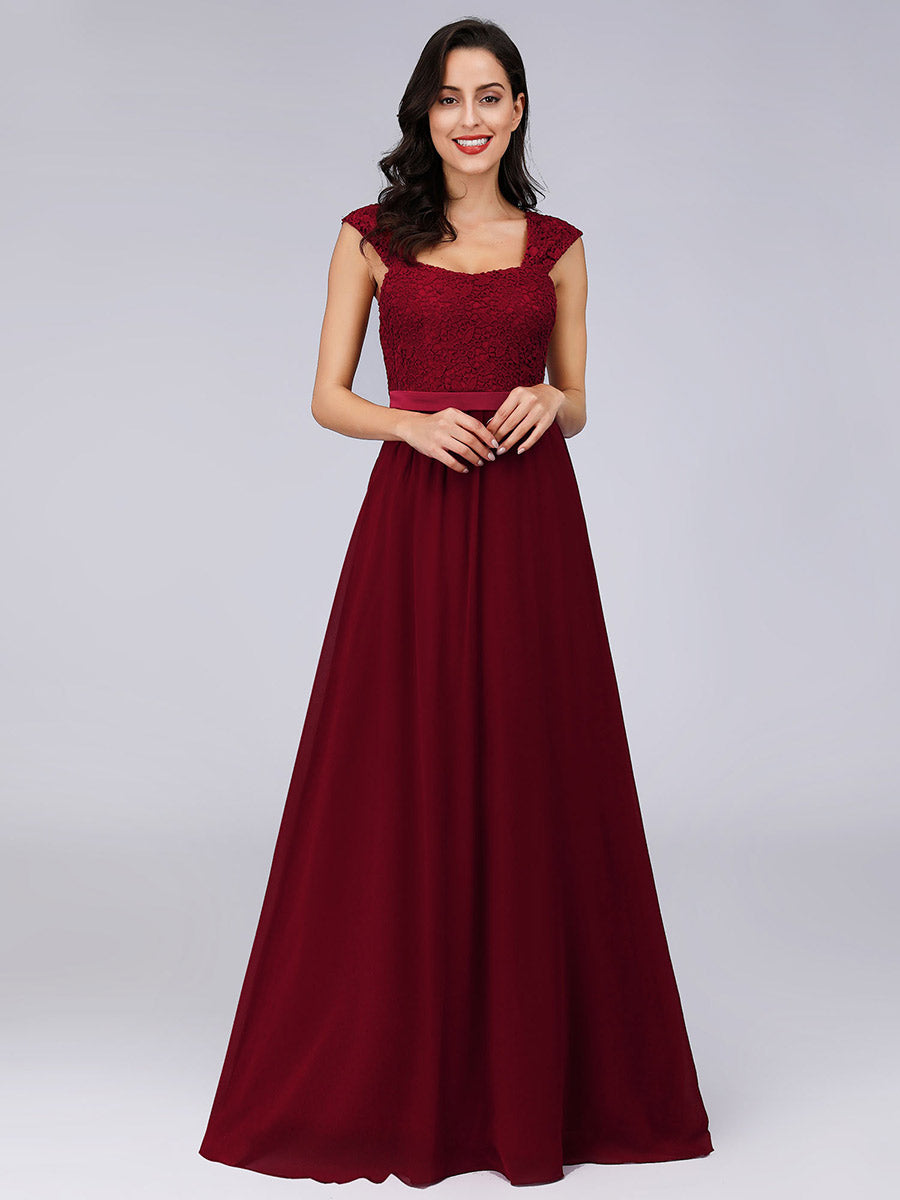 Color=Burgundy | elegant-a-line-chiffon-wholesale-bridesmaid-dress-with-lace-bodice-ez07704-Burgundy 4