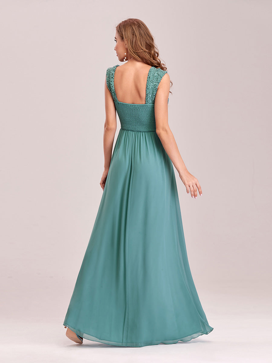 Color=Dusty Blue | elegant-a-line-chiffon-wholesale-bridesmaid-dress-with-lace-bodice-ez07704-Dusty Blue 2
