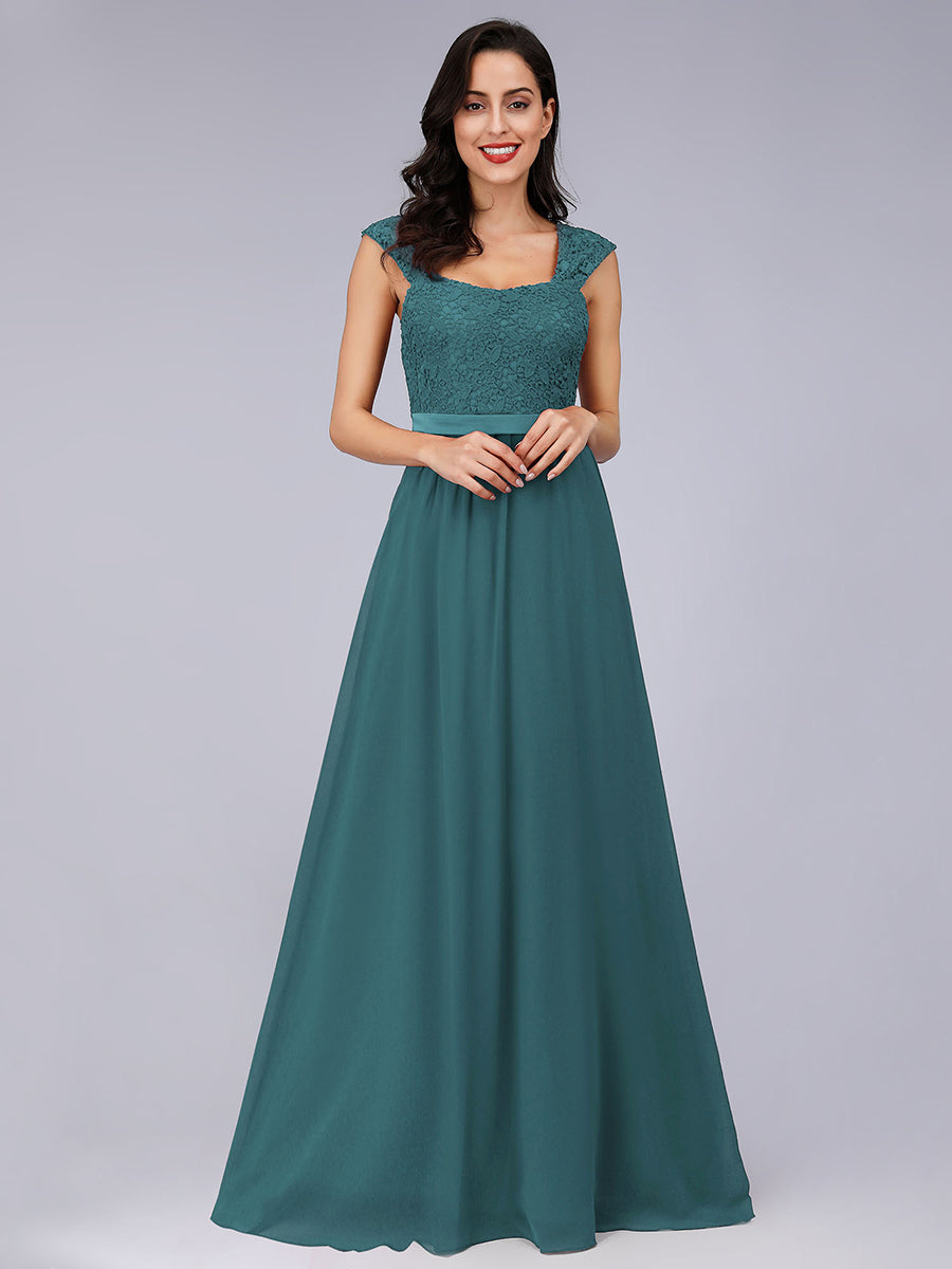 Color=Teal | elegant-a-line-chiffon-wholesale-bridesmaid-dress-with-lace-bodice-ez07704-Teal 1