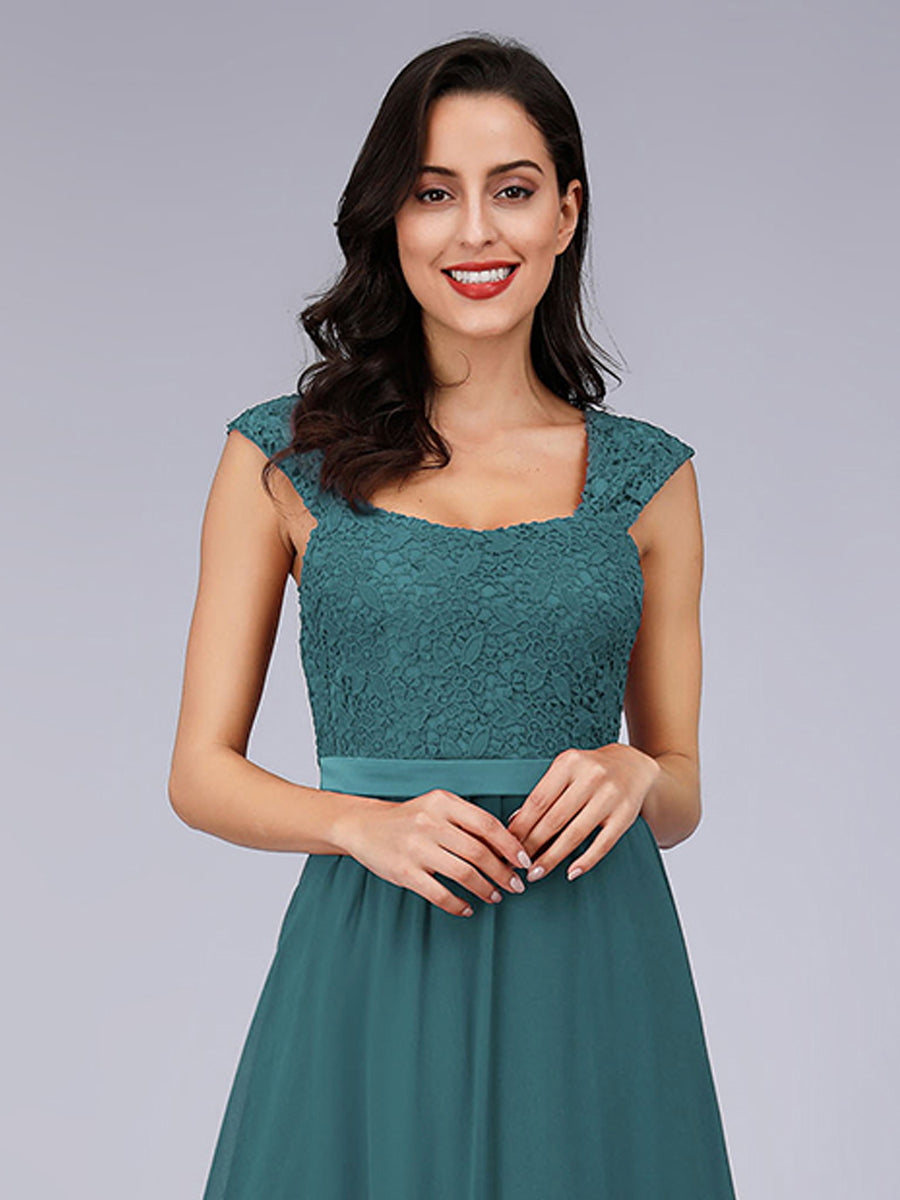 Color=Teal | elegant-a-line-chiffon-wholesale-bridesmaid-dress-with-lace-bodice-ez07704-Teal 5