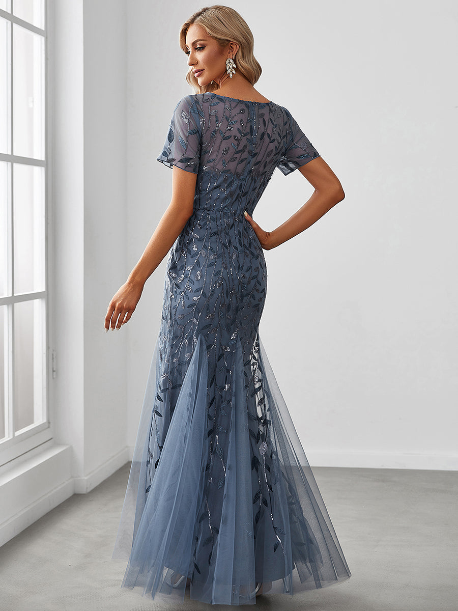 Color=Dusty Blue | Wholesale Sequin Shiny Fishtail Tulle Dresses for Party-Dusty Blue 12