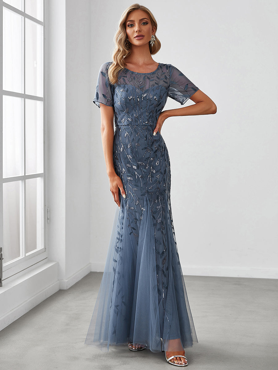 Color=Dusty Blue | Wholesale Sequin Shiny Fishtail Tulle Dresses for Party-Dusty Blue 12