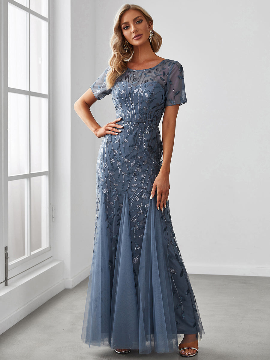 Color=Dusty Blue | Wholesale Sequin Shiny Fishtail Tulle Dresses for Party-Dusty Blue 12