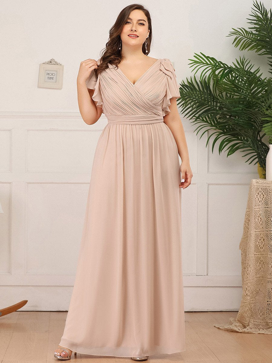 Color=Blush | Women Floral Sequin Print Fishtail Tulle Dresses Ez07709-Blush 9