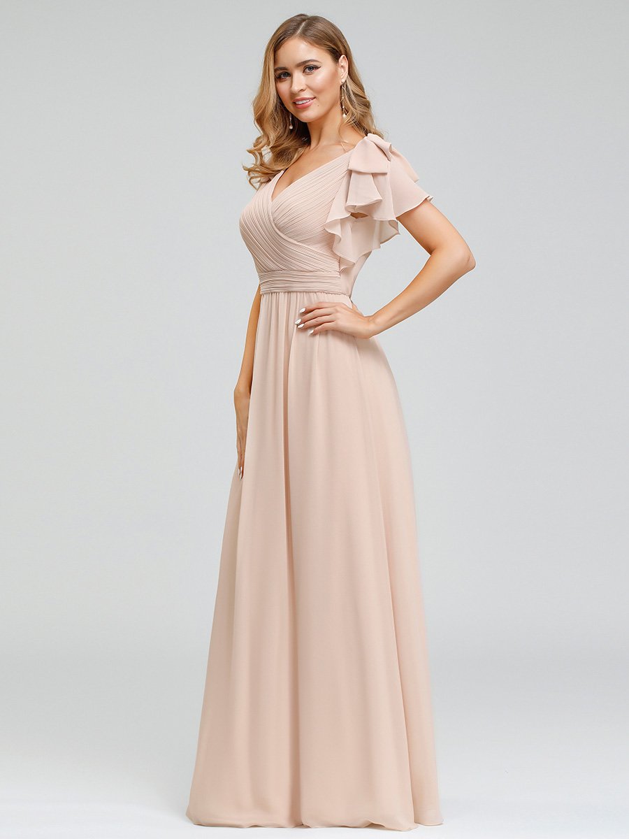 Color=Blush | Women Floral Sequin Print Fishtail Tulle Dresses Ez07709-Blush 3