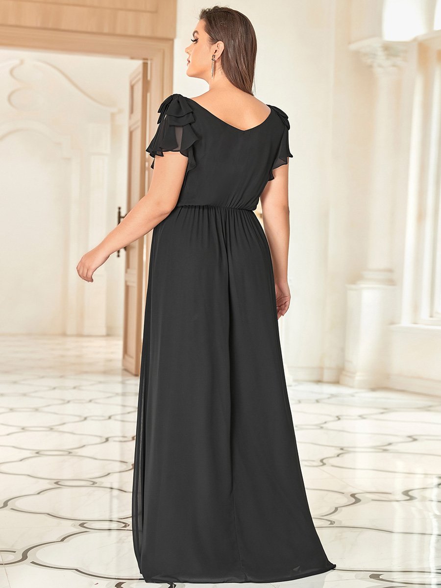 Color=Black | Plus Size Women Floral Sequin Print Fishtail Tulle Dresses Ez07709-Black 2