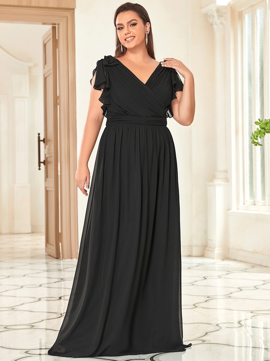 Color=Black | Plus Size Women Floral Sequin Print Fishtail Tulle Dresses Ez07709-Black 1