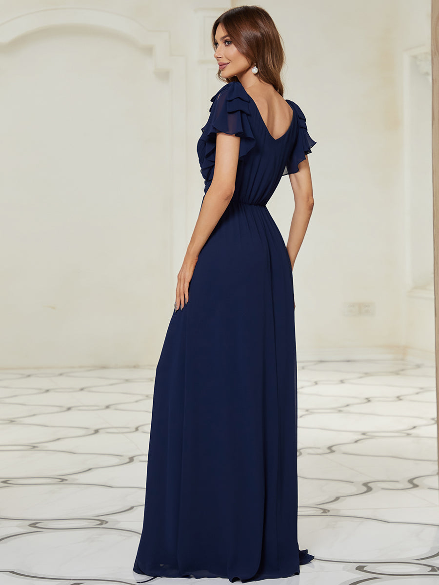 Color=Navy Blue | Women Floral Sequin Print Fishtail Tulle Dresses Ez07709-Navy Blue 2