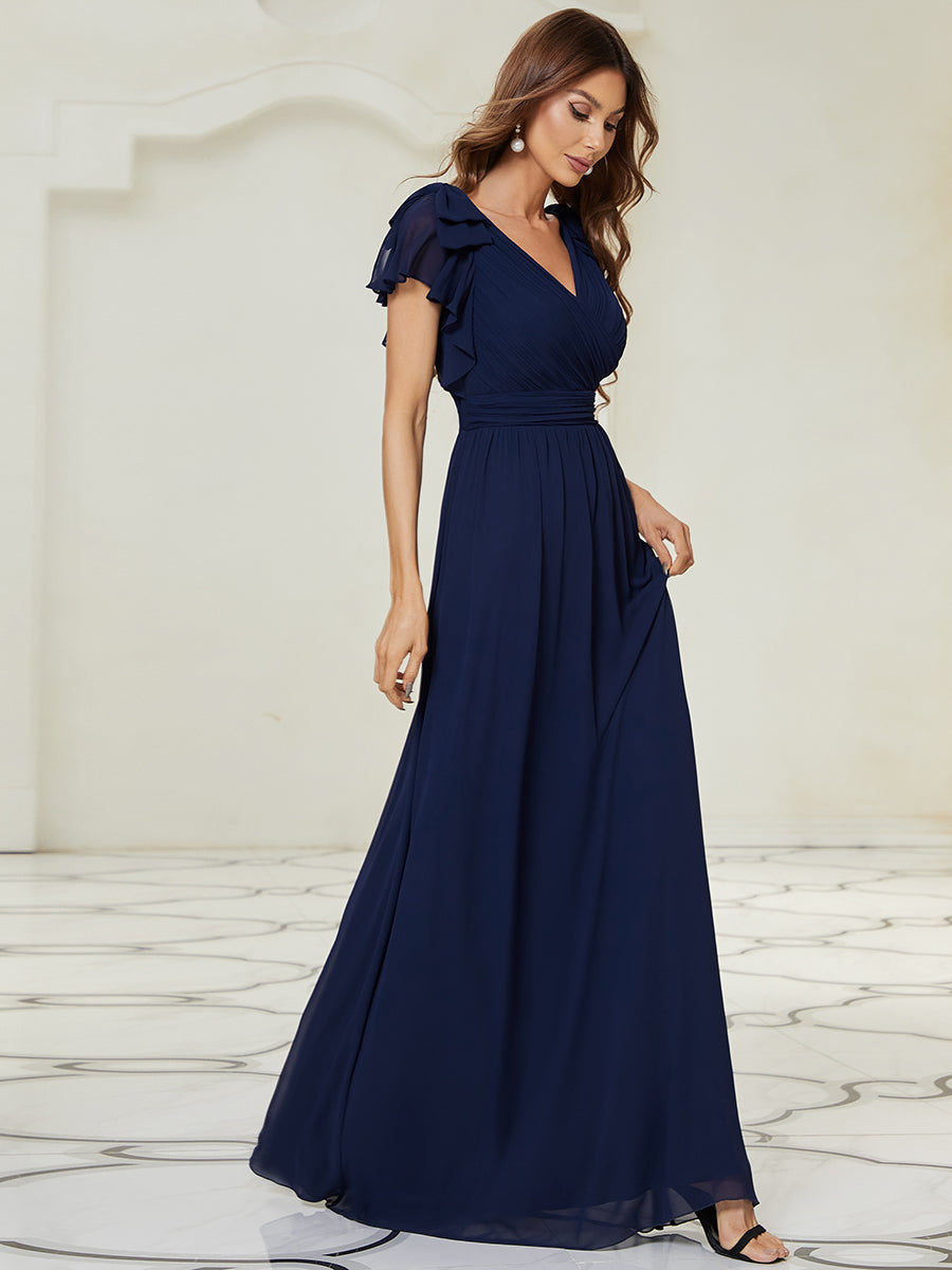 Color=Navy Blue | Women Floral Sequin Print Fishtail Tulle Dresses Ez07709-Navy Blue 3