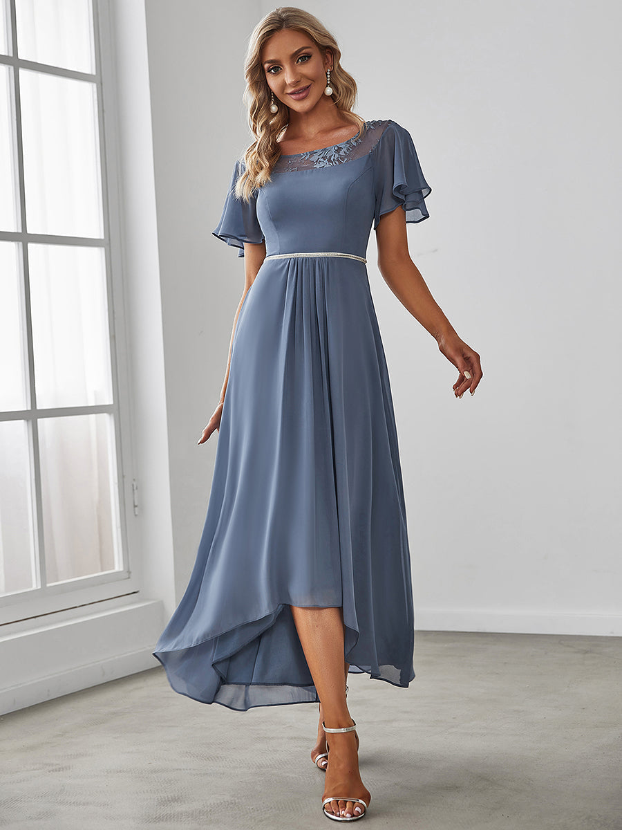 Color=Dusty Blue | Women'S Casual Boat Neck A-Line Midi Dress Wholesale-Dusty Blue 1