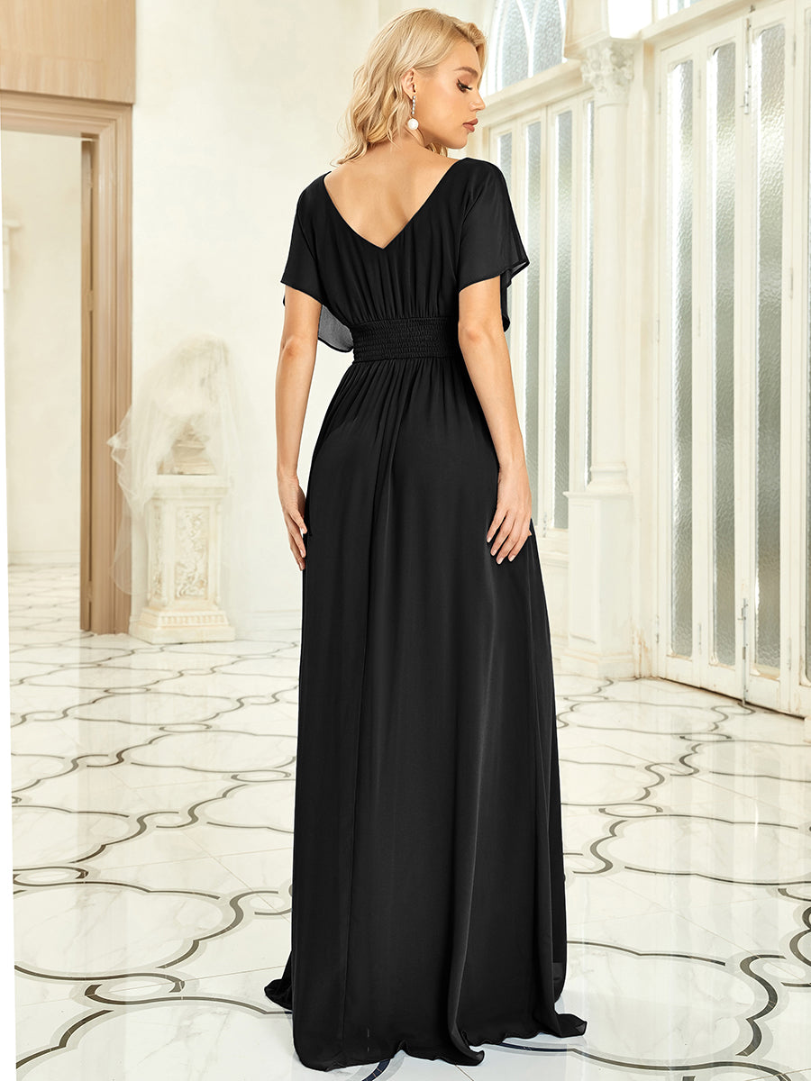 COLOR=Black | Women'S A-Line Empire Waist Evening Party Maxi Dress-Black 2