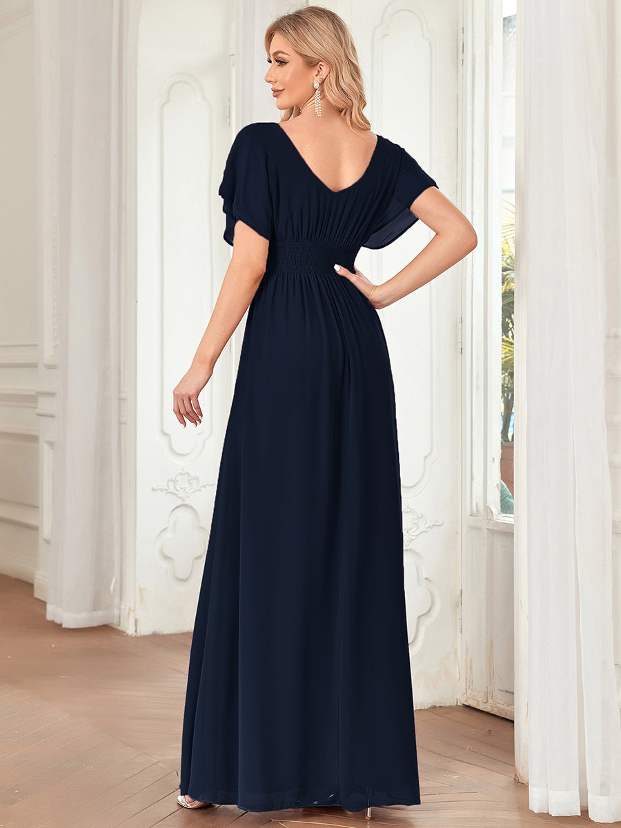 Color=Navy Blue | Women'S A-Line Empire Waist Maxi Evening Dresses Ep07851-Navy Blue 2