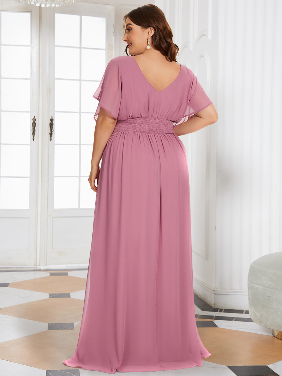 COLOR=Orchid | Plus Size Women'S A-Line Empire Waist Evening Party Maxi Dress-Orchid 2