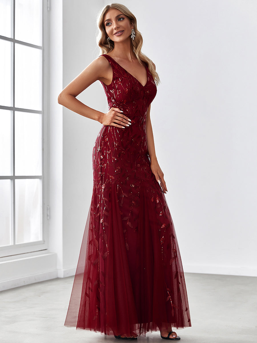 Color=Burgundy | classic-fishtail-sequin-wholesale-evening-dresses-for-women-ep07886-Burgundy 3