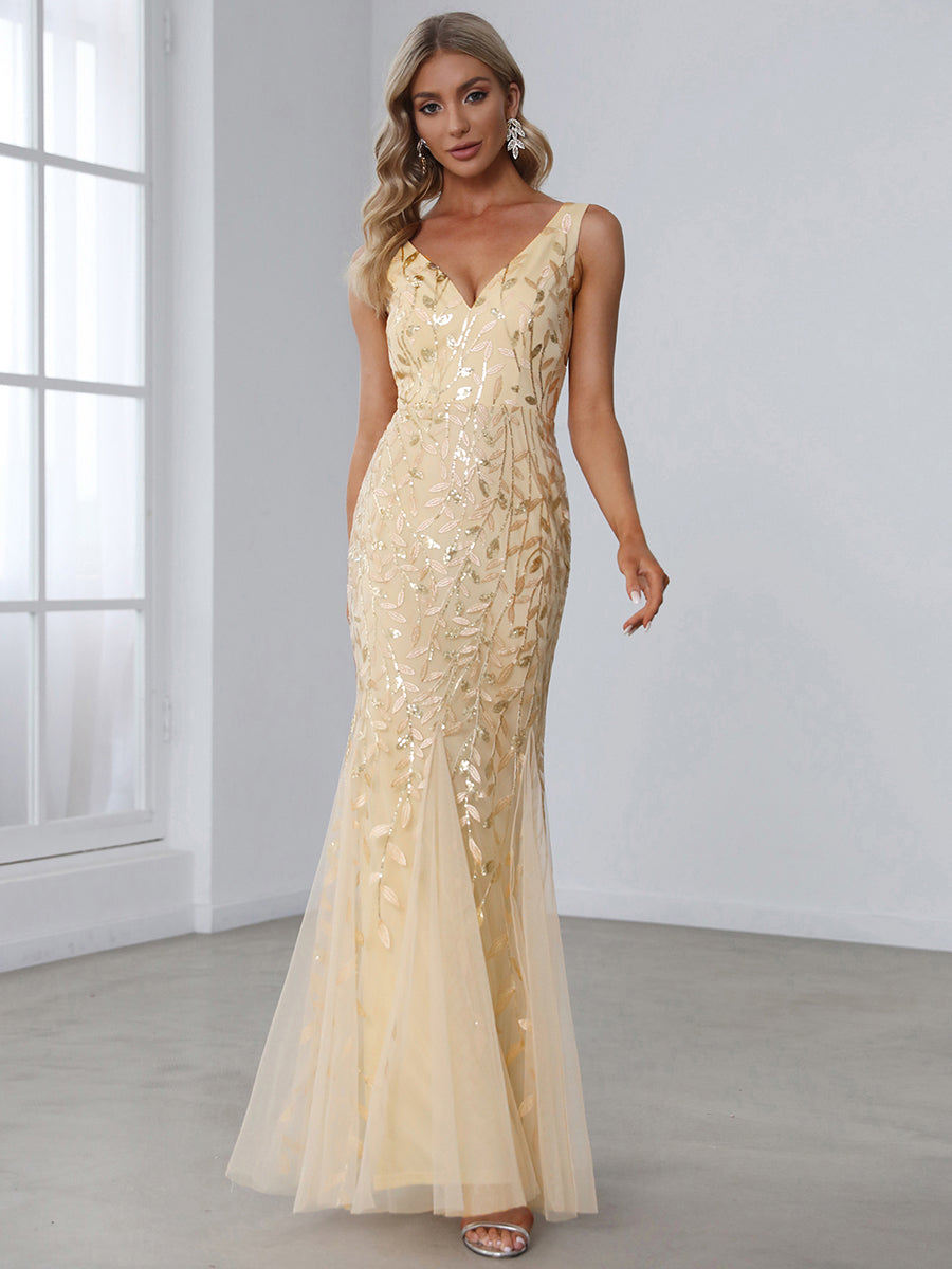 Color=Gold | classic-fishtail-sequin-wholesale-evening-dresses-for-women-ep07886-Gold 1