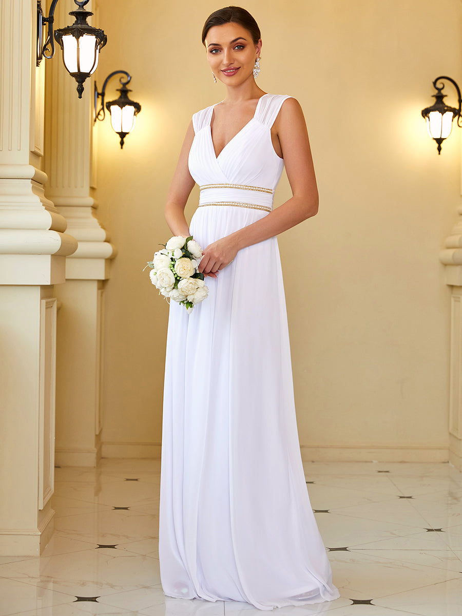 Custom Size Sleeveless Floor Length V Neck Wholesale Bridesmaid dresses