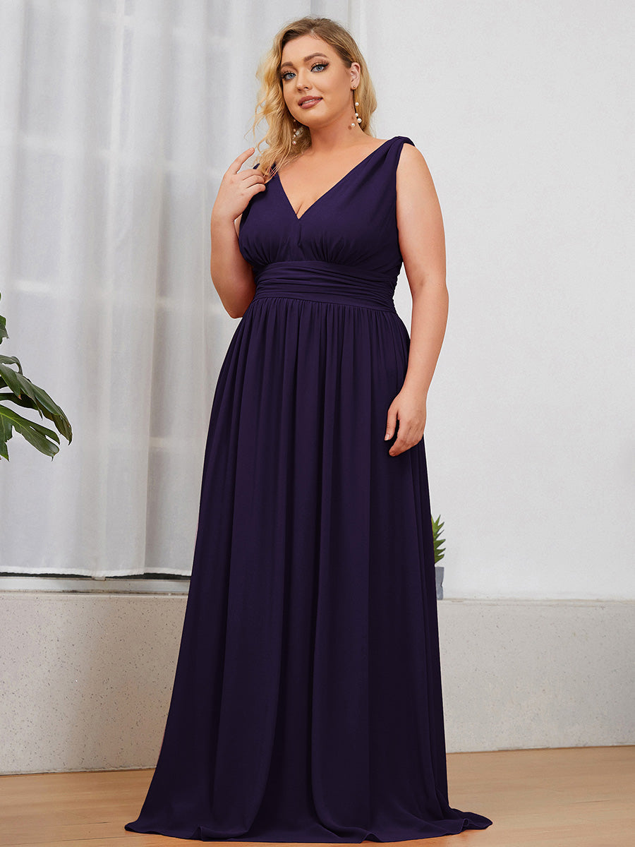 Color=Dark Purple | double-v-neck-maxi-long-wholesale-plus-size-evening-dresses-epp9016-Dark Purple 3