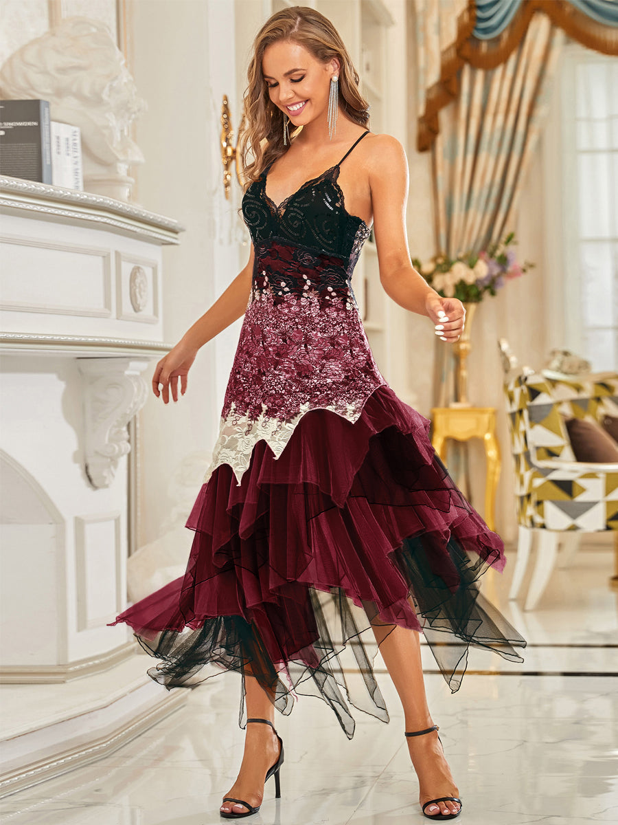 Color=Burgundy | Women'S Sexy V Neck Floor Length Cocktail Prom Dress-Burgundy 3