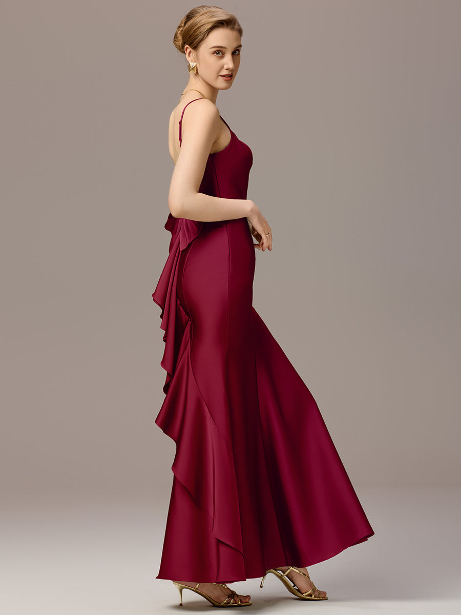 Color=Burgundy | Custom Made Sleeveless Square Neck Backless Mermaid Floor Length Dress with Bowknot Bridesmaid dresses-Burgundy 26