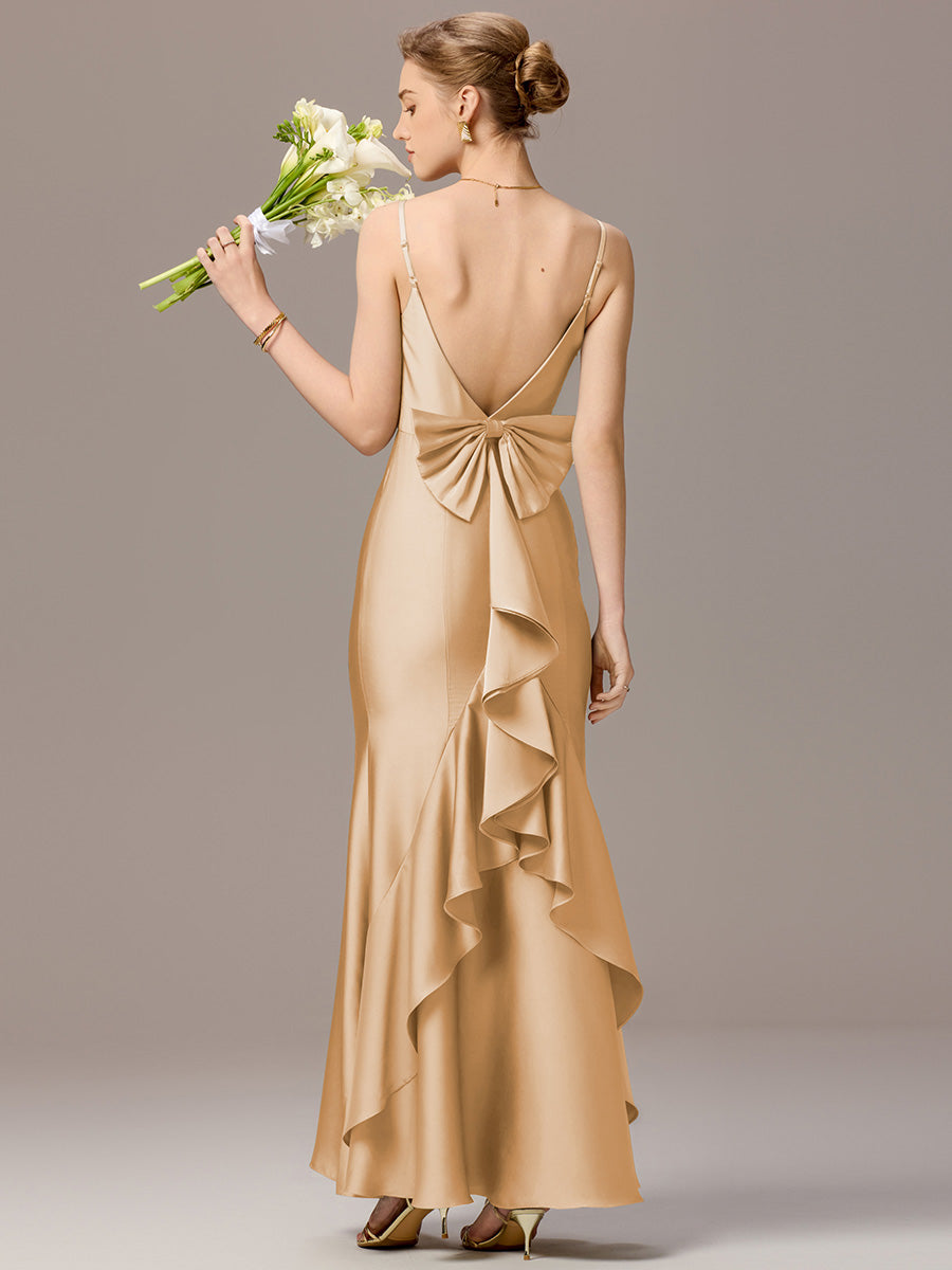 Color=Champagne | Custom Made Sleeveless Square Neck Backless Mermaid Floor Length Dress with Bowknot Bridesmaid dresses-Champagne 8
