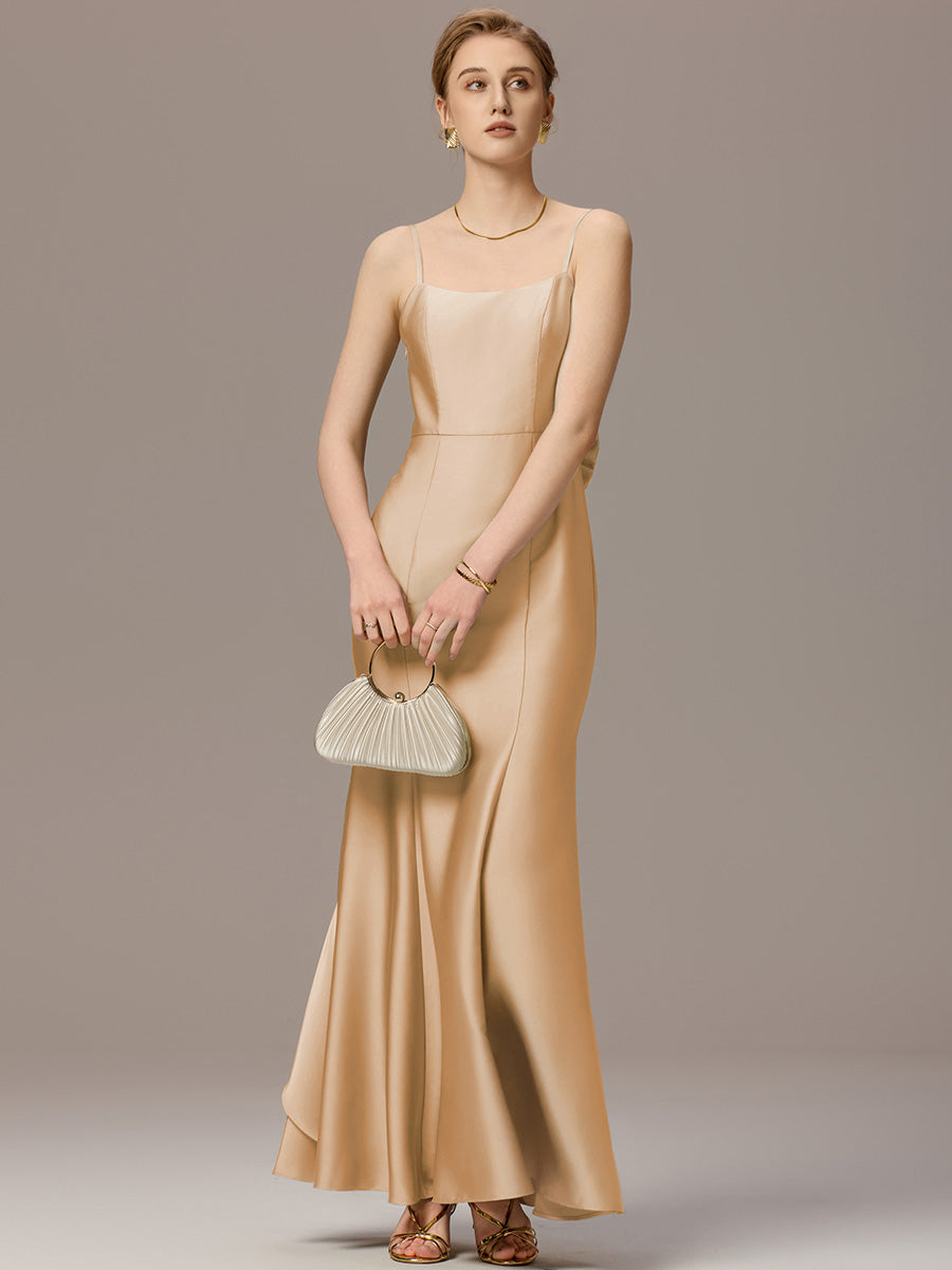Color=Champagne | Custom Made Sleeveless Square Neck Backless Mermaid Floor Length Dress with Bowknot Bridesmaid dresses-Champagne 7