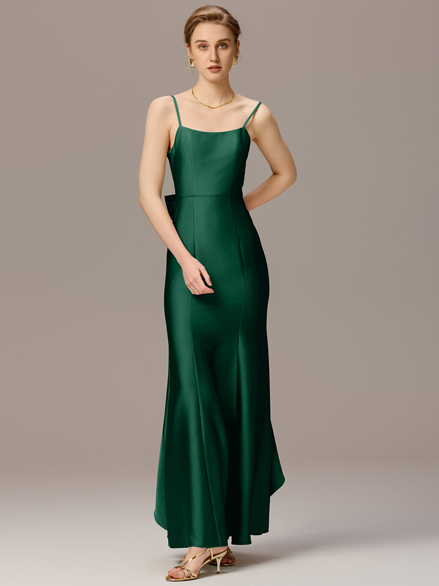 Color=Dark Green | Custom Made Sleeveless Square Neck Backless Mermaid Floor Length Dress with Bowknot Bridesmaid dresses-Dark Green 22