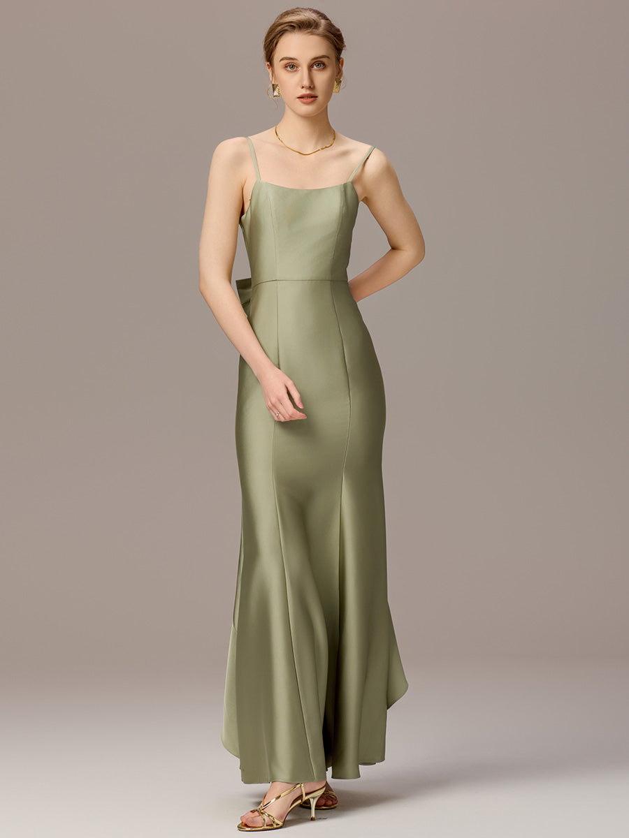 Color=Sage Green | Custom Made Sleeveless Square Neck Backless Mermaid Floor Length Dress with Bowknot Bridesmaid dresses-Sage Green 2