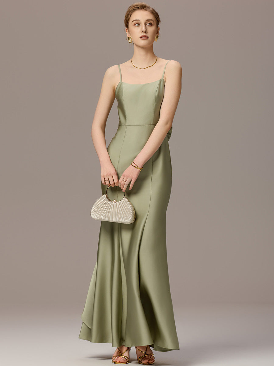 Color=Sage Green | Custom Made Sleeveless Square Neck Backless Mermaid Floor Length Dress with Bowknot Bridesmaid dresses-Sage Green 6