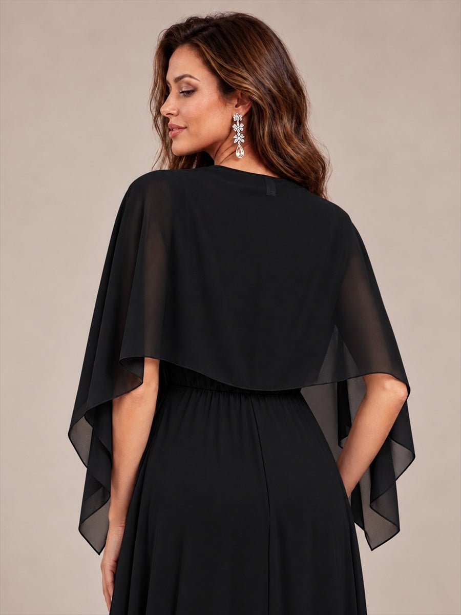 Color=Black | Contemporary Eveningwear Product Detail Design Shawl - Black