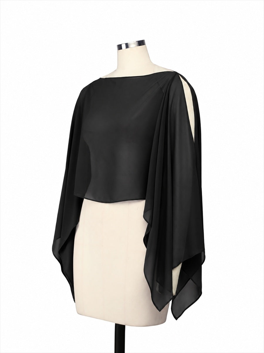 Color=Black | Contemporary Eveningwear Product Detail Design Shawl - Black