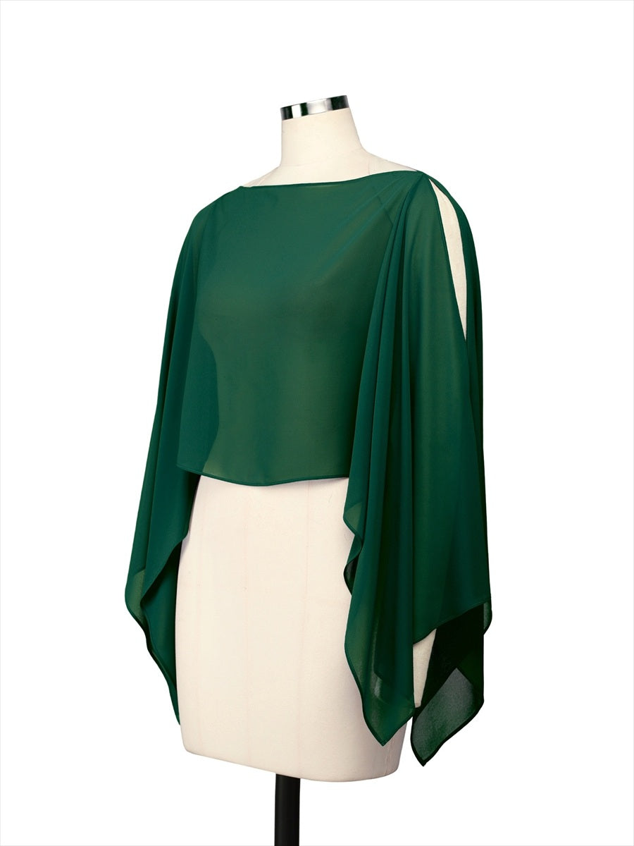 Color=Dark Green | Contemporary Eveningwear Product Detail Design Shawl - Dark Green