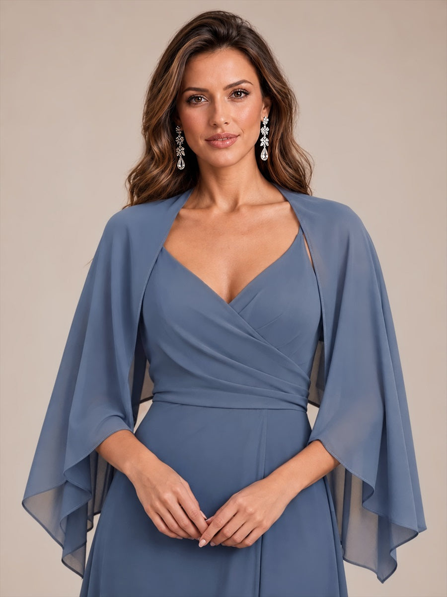 Color=Dusty Blue | Contemporary Eveningwear Product Detail Design Shawl - Dusty Blue