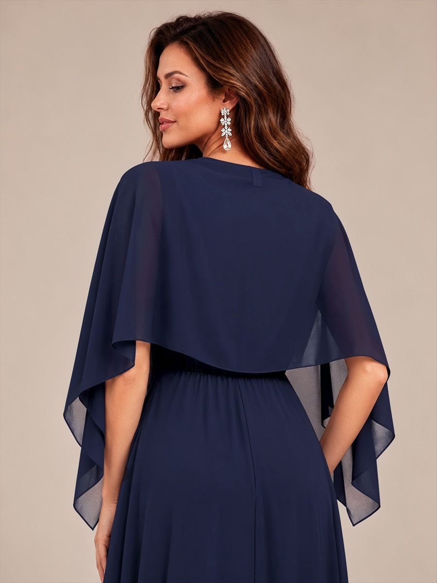 Color=Navy Blue | Contemporary Eveningwear Product Detail Design Shawl - Navy Blue