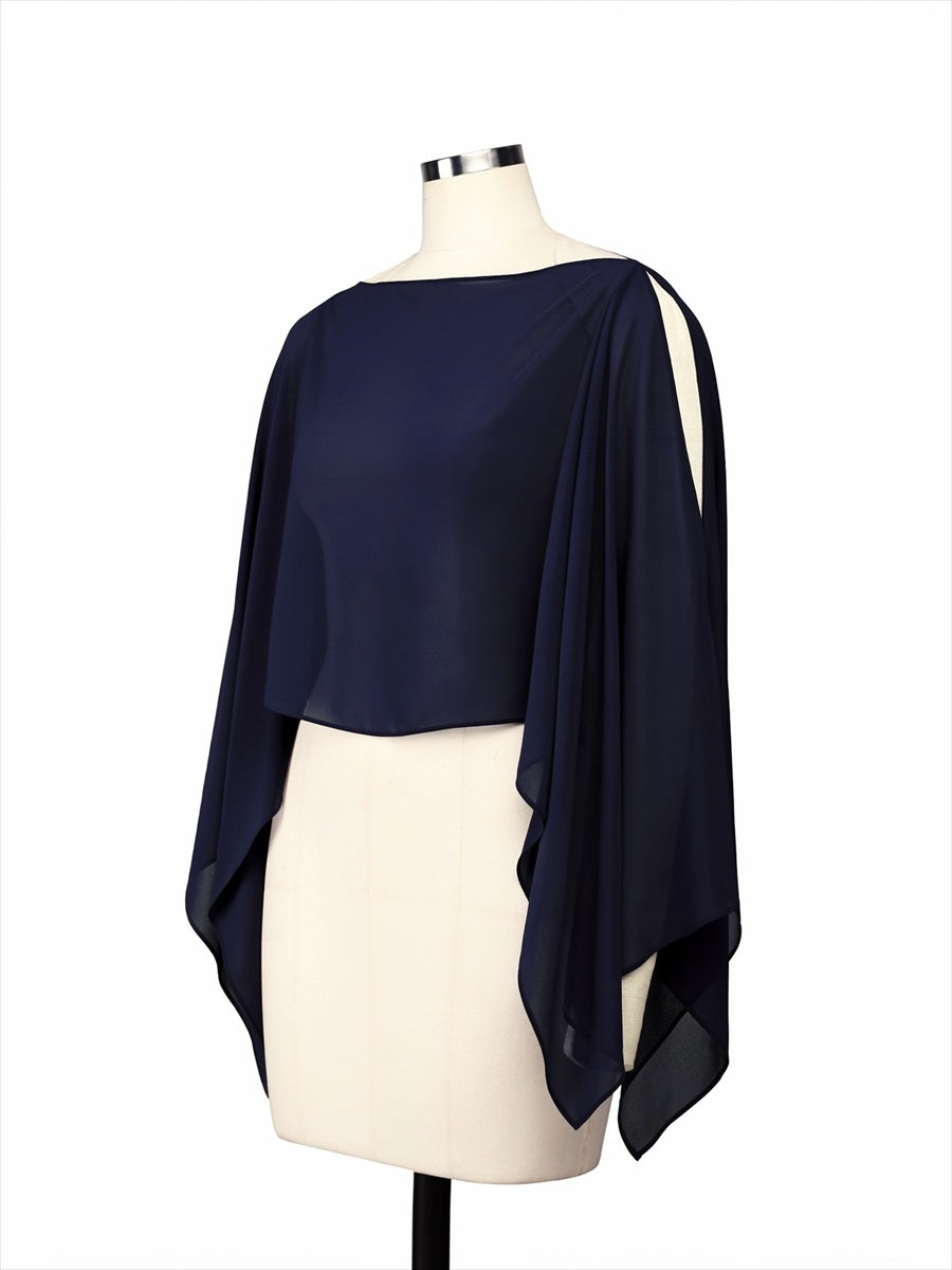 Color=Navy Blue | Contemporary Eveningwear Product Detail Design Shawl - Navy Blue