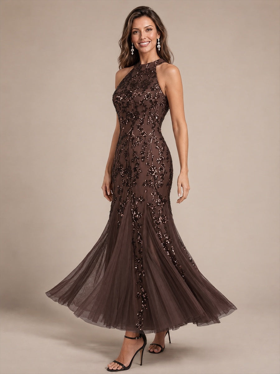 Color=Chocolate Brown | Sleeveless Sequin Maxi Length Cocktail Dresses - Chocolate Brown 3